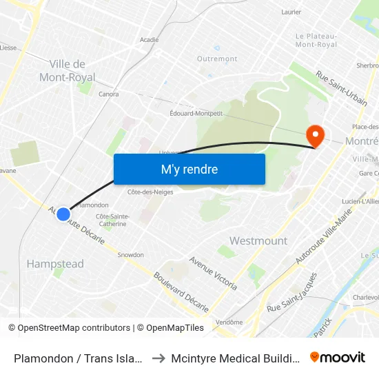Plamondon / Trans Island to Mcintyre Medical Building map