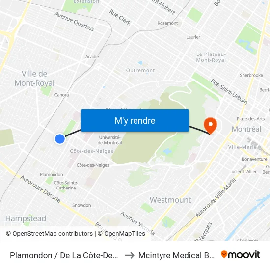 Plamondon / De La Côte-Des-Neiges to Mcintyre Medical Building map
