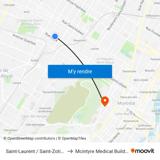 Saint-Laurent / Saint-Zotique to Mcintyre Medical Building map