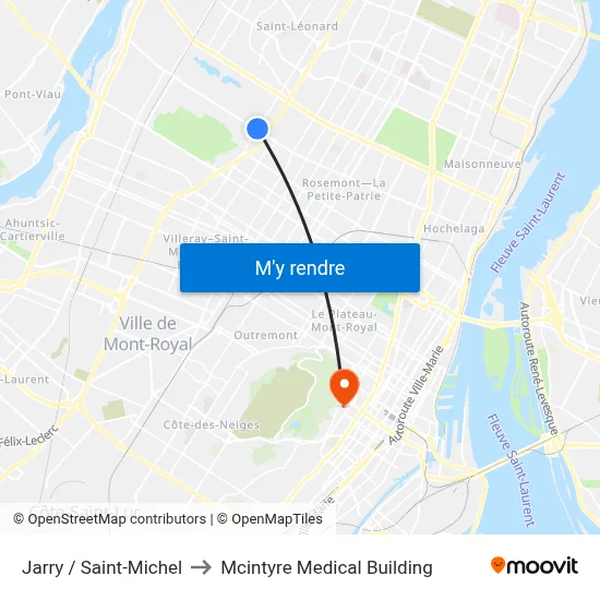 Jarry / Saint-Michel to Mcintyre Medical Building map