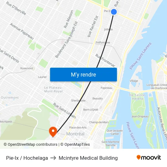 Pie-Ix / Hochelaga to Mcintyre Medical Building map