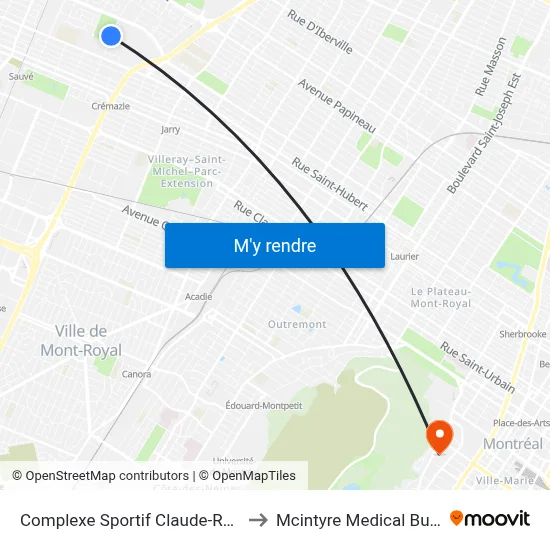 Complexe Sportif Claude-Robillard to Mcintyre Medical Building map