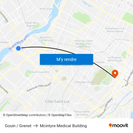 Gouin / Grenet to Mcintyre Medical Building map