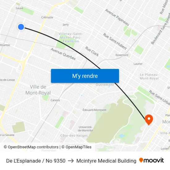 De L'Esplanade / Chabanel to Mcintyre Medical Building map