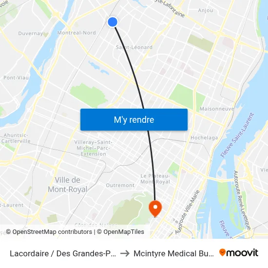 Lacordaire / Des Grandes-Prairies to Mcintyre Medical Building map