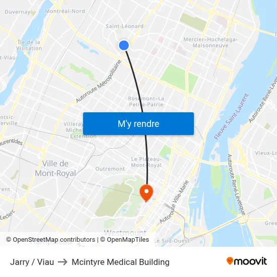 Jarry / Viau to Mcintyre Medical Building map