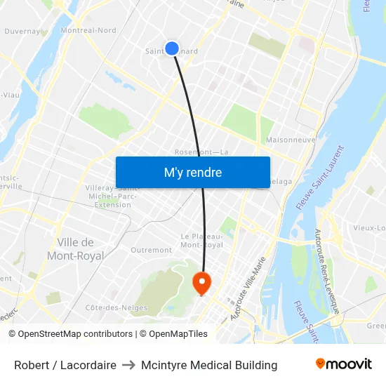 Robert / Lacordaire to Mcintyre Medical Building map