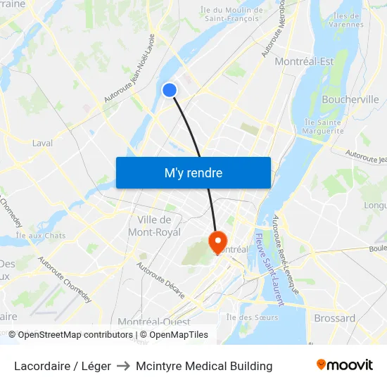 Lacordaire / Léger to Mcintyre Medical Building map