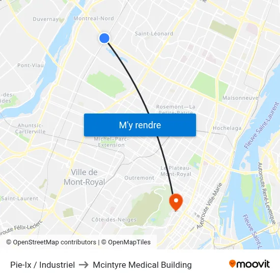 Pie-Ix / Industriel to Mcintyre Medical Building map