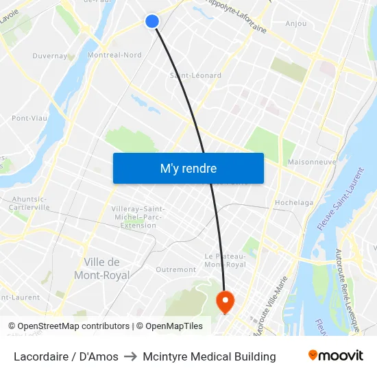Lacordaire / D'Amos to Mcintyre Medical Building map