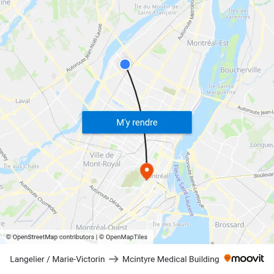 Langelier / Marie-Victorin to Mcintyre Medical Building map