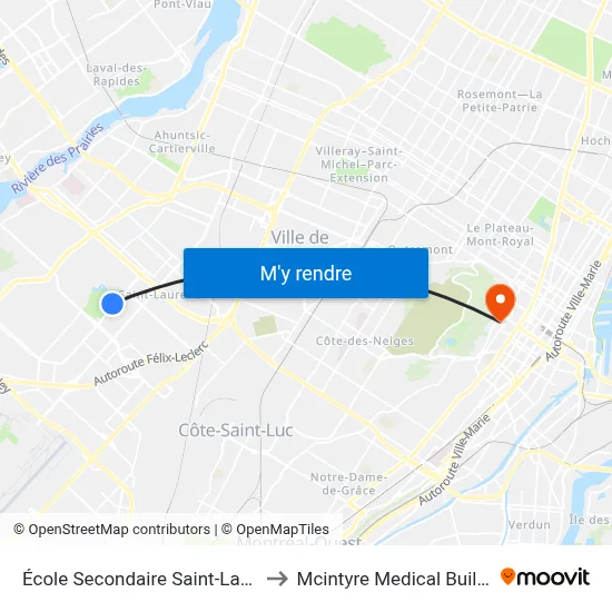 École Secondaire Saint-Laurent to Mcintyre Medical Building map
