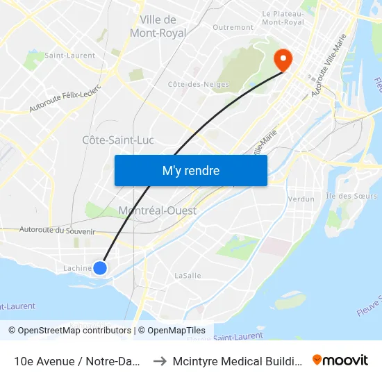 10e Avenue / Notre-Dame to Mcintyre Medical Building map