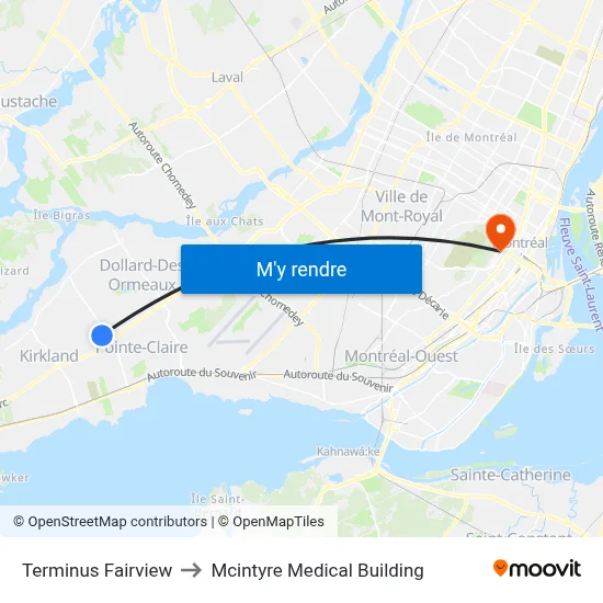 Terminus Fairview to Mcintyre Medical Building map