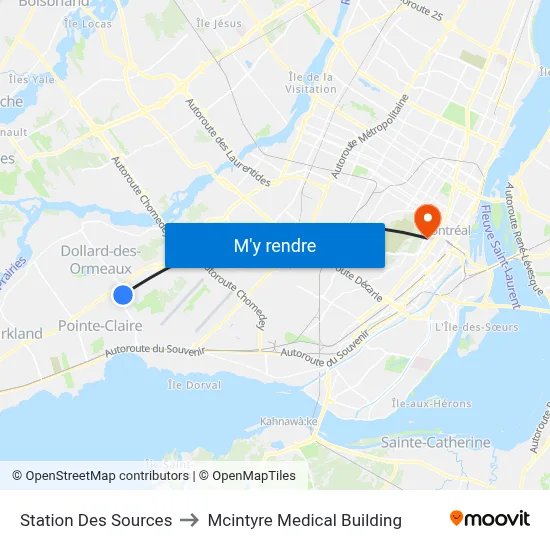 Station Des Sources to Mcintyre Medical Building map