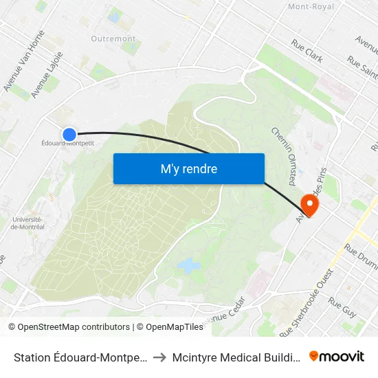 Station Édouard-Montpetit to Mcintyre Medical Building map