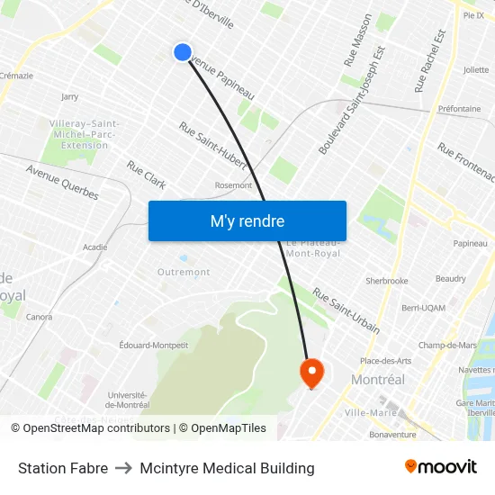 Station Fabre to Mcintyre Medical Building map