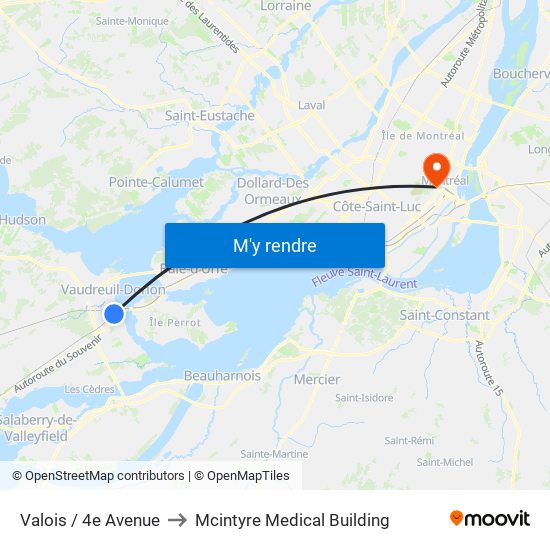 Valois / 4e Avenue to Mcintyre Medical Building map