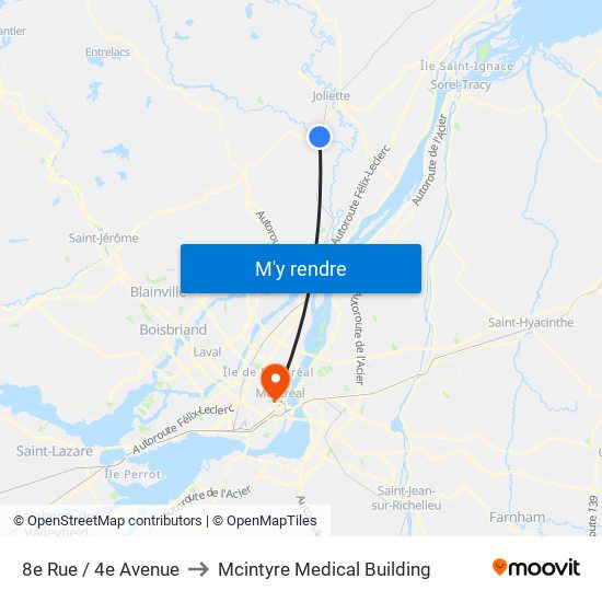 8e Rue / 4e Avenue to Mcintyre Medical Building map