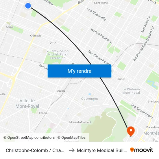 Christophe-Colomb / Chabanel to Mcintyre Medical Building map