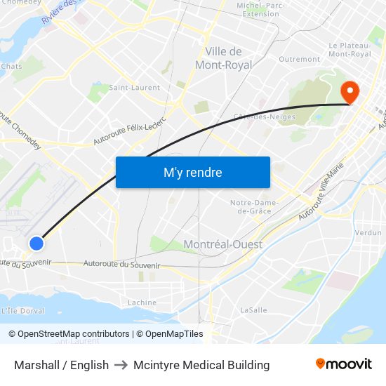 Marshall / English to Mcintyre Medical Building map