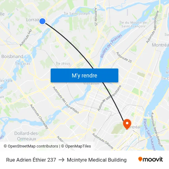 Rue Adrien Éthier 237 to Mcintyre Medical Building map
