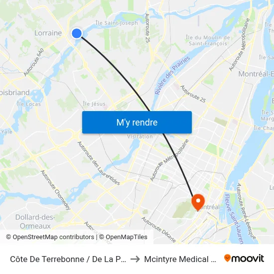 Côte De Terrebonne / De La Pommeraie to Mcintyre Medical Building map