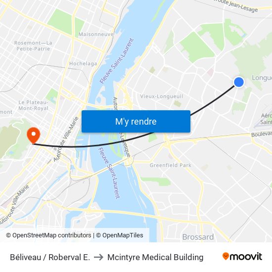 Béliveau / Roberval E. to Mcintyre Medical Building map
