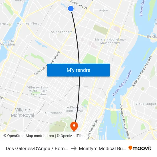 Des Galeries-D'Anjou / Bombardier to Mcintyre Medical Building map