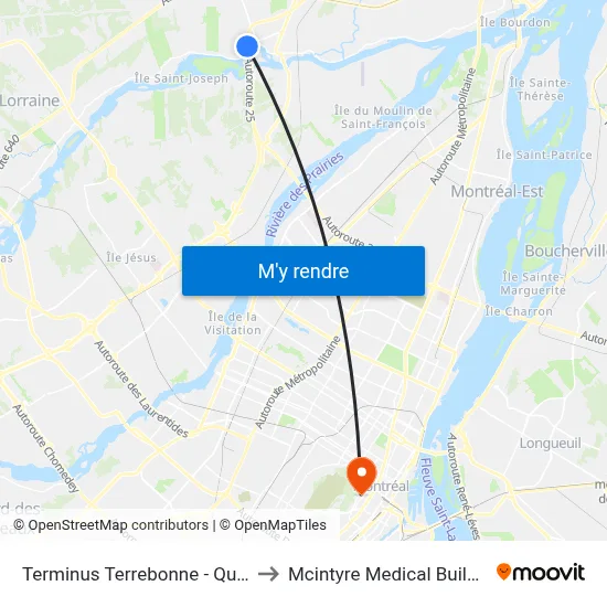 Terminus Terrebonne - Quai 3 to Mcintyre Medical Building map
