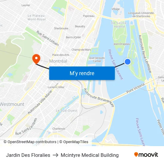 Jardin Des Floralies to Mcintyre Medical Building map