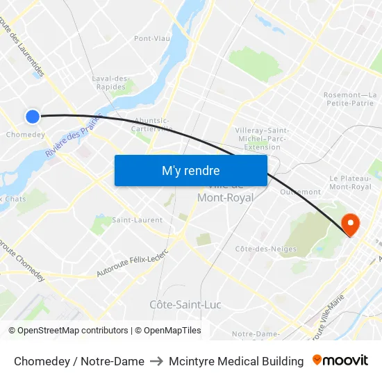 Chomedey / Notre-Dame to Mcintyre Medical Building map