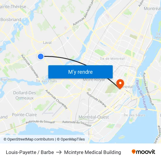 Louis-Payette / Barbe to Mcintyre Medical Building map