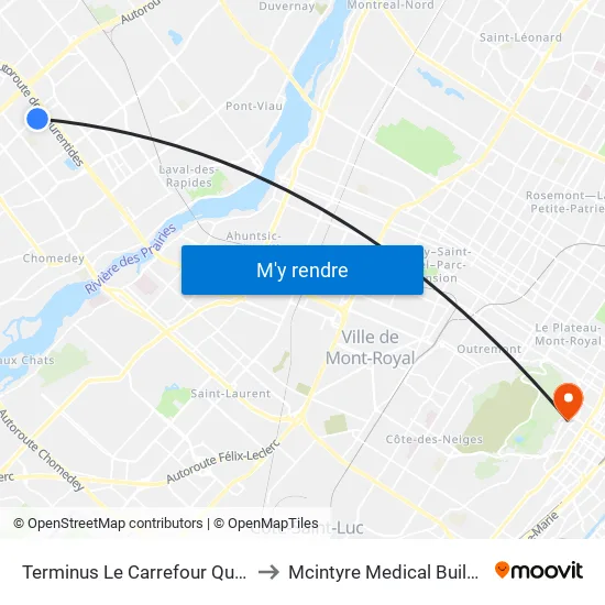 Terminus Le Carrefour Quai: 3 to Mcintyre Medical Building map