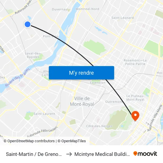 Saint-Martin / De Grenoble to Mcintyre Medical Building map