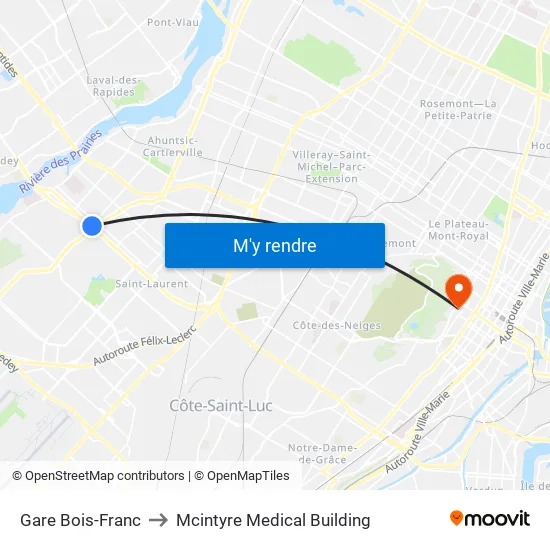 Gare Bois-Franc to Mcintyre Medical Building map