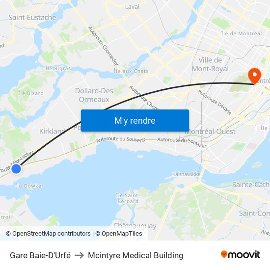 Gare Baie-D'Urfé to Mcintyre Medical Building map