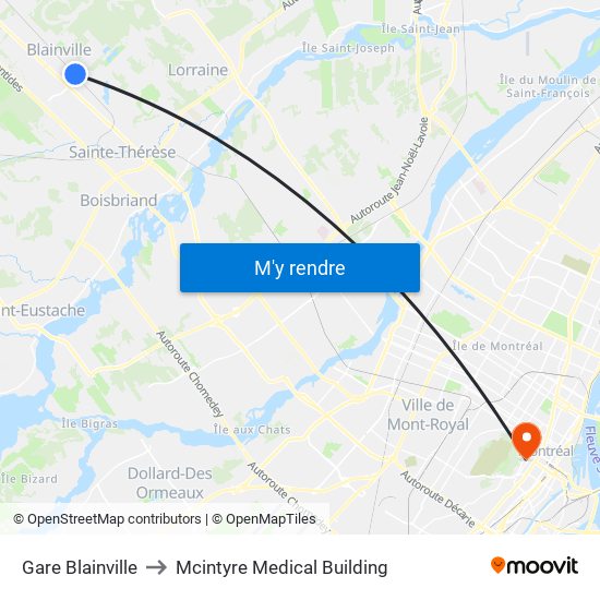 Gare Blainville to Mcintyre Medical Building map