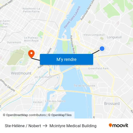 Ste-Hélène / Nobert to Mcintyre Medical Building map