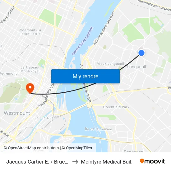Jacques-Cartier E. / Bruchési to Mcintyre Medical Building map