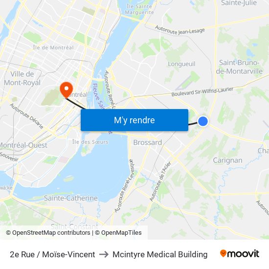 2e Rue / Moïse-Vincent to Mcintyre Medical Building map