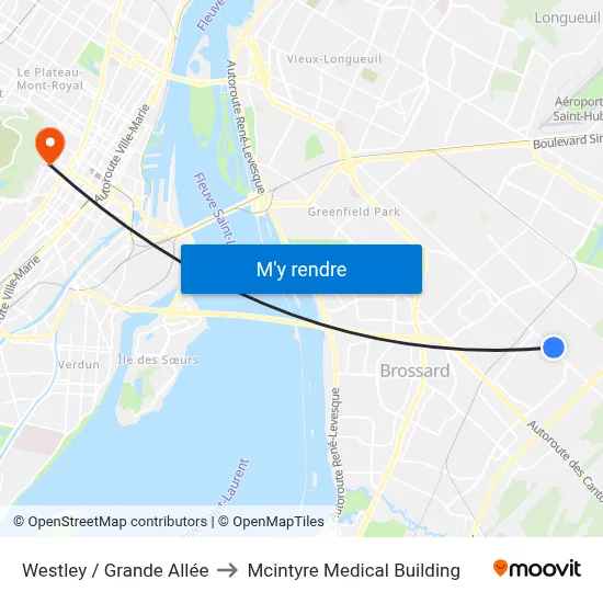 Westley / Grande Allée to Mcintyre Medical Building map
