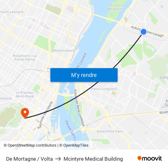 De Mortagne / Volta to Mcintyre Medical Building map