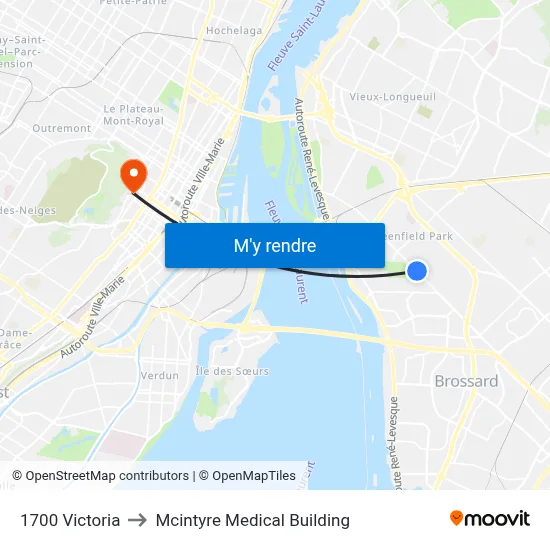 1700 Victoria to Mcintyre Medical Building map