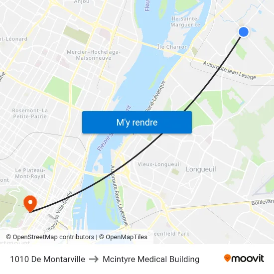 1010 De Montarville to Mcintyre Medical Building map