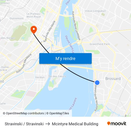 Stravinski / Stravinski to Mcintyre Medical Building map
