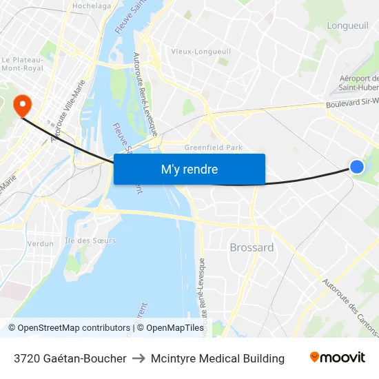 3720 Gaétan-Boucher to Mcintyre Medical Building map