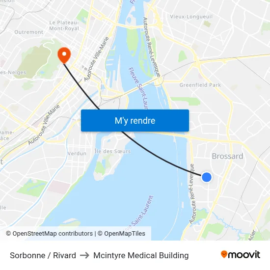 Sorbonne / Rivard to Mcintyre Medical Building map