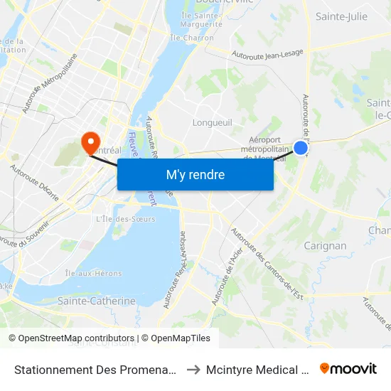 Stationnement Des Promenades Zone 1 to Mcintyre Medical Building map