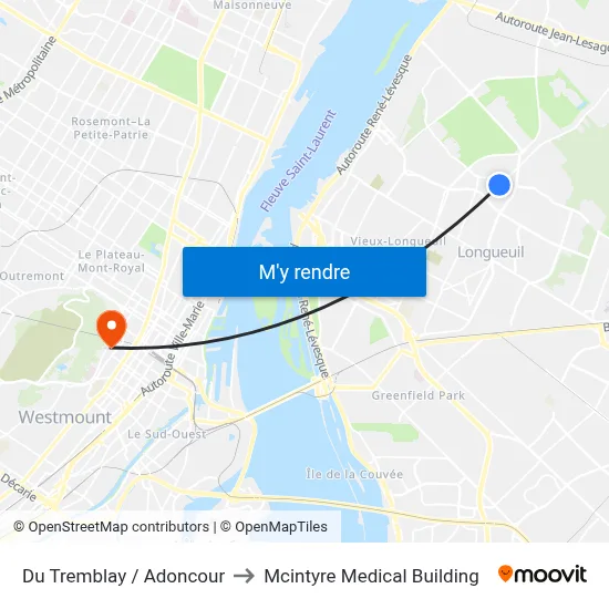 Du Tremblay / Adoncour to Mcintyre Medical Building map